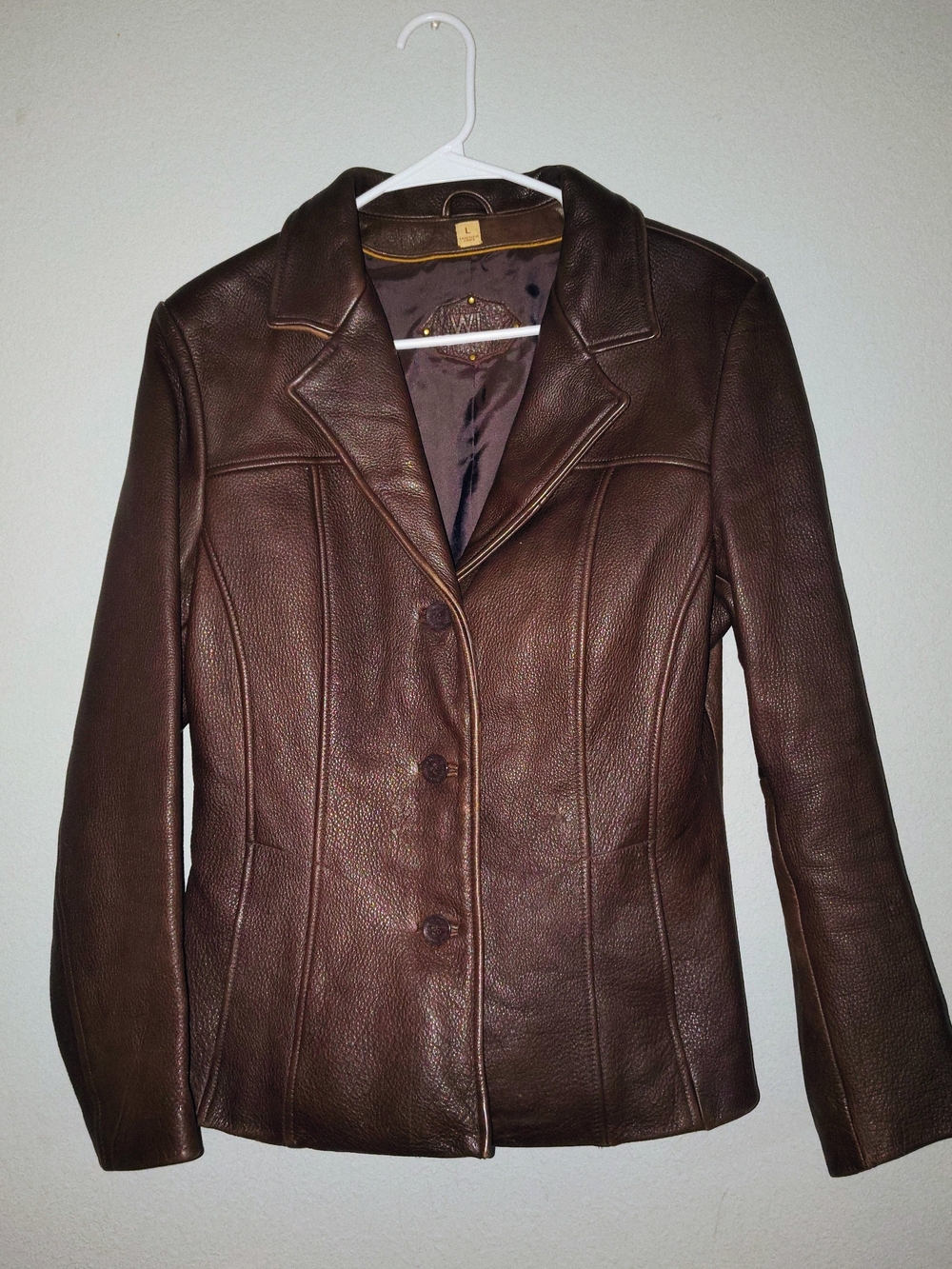 Women's Brown Wilson's Leather Blazer Jacket - Classic Tailored Style Vintage